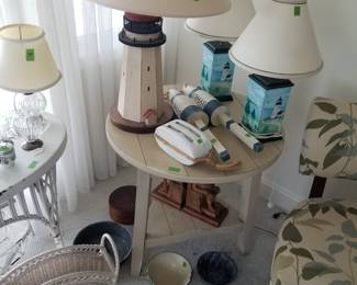 Nautical table lamps; accent tables