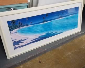 Large tropical paradise framed art