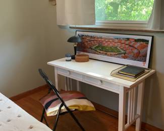 White desk with table decor