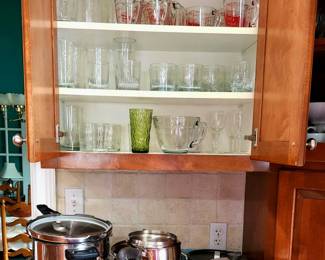 glassware and large selection of measuring cups 