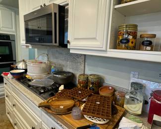 trivets, large wok, food storage and bowls