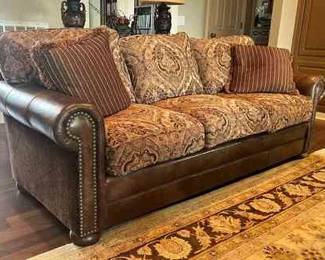 Leather and Fabric Sofa
