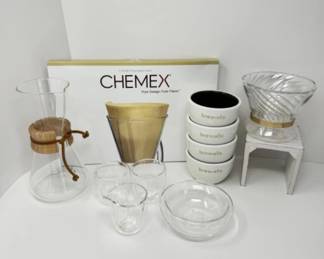 Pour Over Coffee Service: Chemex & Brewista Sets + DLux Double Wall Glass Cups