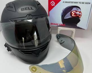 DOT Bell Moto Helmet & Visor + Blackout Brake Free Helmet Light