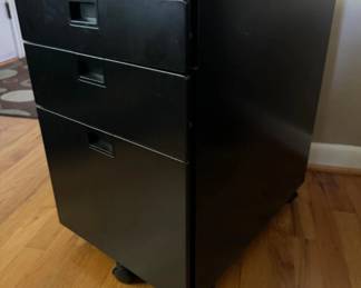 3 Drawer Black Mobile Vertical Filing Cabinet - Has Key