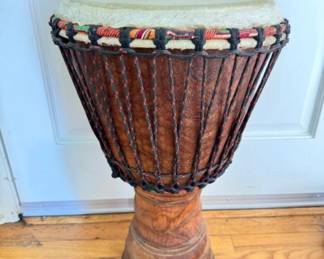 Large Djembe Hand Drum w/Bag - 23.5"T x 13.5"W