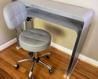 Heckler Design OneLess Desk - Slimline Silver Desk w/Office Chair