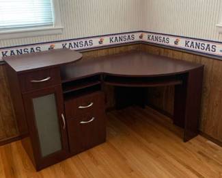 Cherry tone corner desk 59 inches