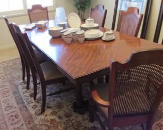 BroyHill Dining Table with 6 cane back chairs