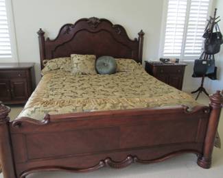 Cal King sized bed with mathing nightstands/side tables