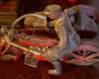 1930's Hubley Cast Iron Police Motorcycle and Sidecar