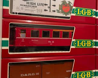 Several Boxed LGB Train Cars