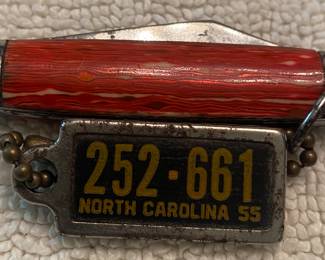 1955 North Carolina D.A.V. Mini License Plate with Knife