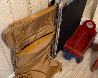 Folding Cot and Assorted Luggage Pieces