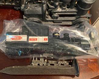 Pewter Train on Railroad Spike