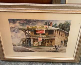 Vintage Burchfield's Service and Package Store Signed Print with Photographs and History on Back