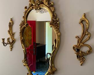 Wall Mirror with Matching Candle Sconces