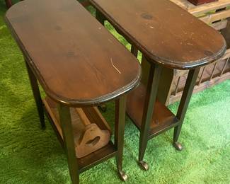 Pair of Rolling Side Tables