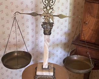 Marble and Brass Decorative Balance Scale