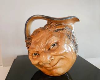R.W. Martin & Brothers,   Double-sided Face character jug, 1910, Salt glazed stoneware. Signed