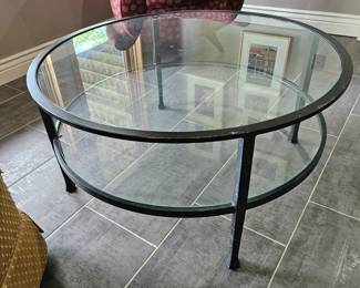 Pottery Barn Tanner metal and glass coffee table