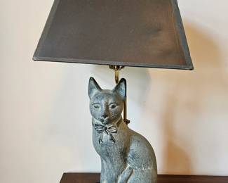 Virginia Metalcrafters Cast Iron Black Cat with Bow Door Stop Lamp