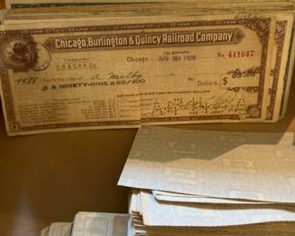 Chicago Burlington & Quincy Railroad vintage pay stubs