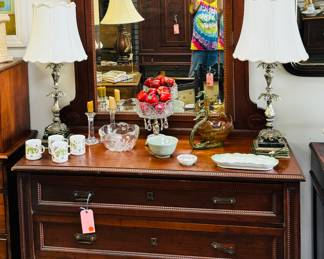 Beautiful Eastlake dresser with matching twin beds and bedside table