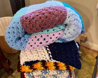 Crocheted afghans.