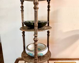 Victorian cherub 3 tier brass stand.