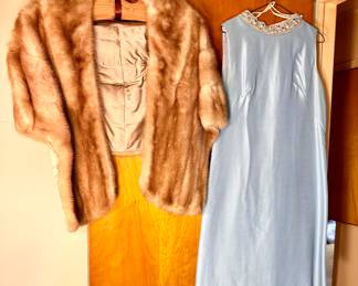 Vintage stole & ladies clothing.