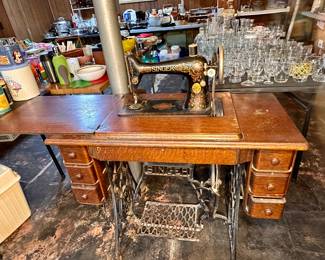 Vintage singer pedal sewing machine.