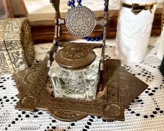 Victorian cast inkwell.