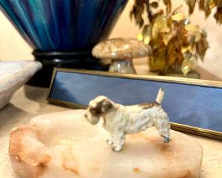 Terrier on stone ashtray/trinket tray.