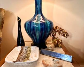 Mid Century blue lamp.