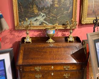 19th century flip top desk with ivory bone keyholes