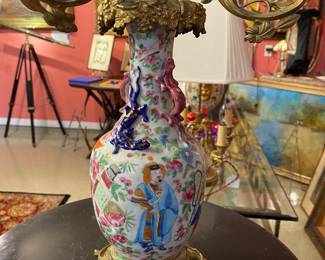 Matching pair of 19 century Chinese vase candleholders