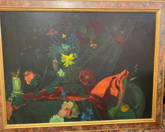 Very large oil on canvas signed and dated 1928