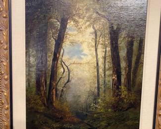 19th century oil on canvas laid on board, custom framed.