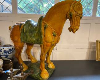 34”inches long by 31”inches high.
Terra-cotta Chinese horse