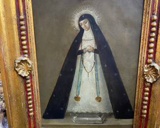 19 century oil on copper virgin Mary