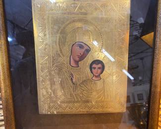 19th century Russian icon guilt wood