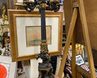 A pair of 19th century and bronze candleholders