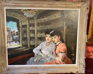 François Gerome French artist born in 1895 lived in France, depicting the Paris ballet at the opera house oil on canvas.