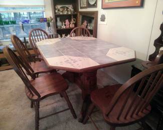 Tile dining room set w/6 chairs
