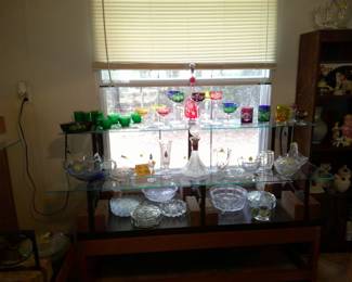 Bavarian glassware and assorted glassware and crystal.