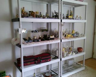 Glassware, figurines, silver plate