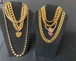 Toned Golden Bead And Chain Necklaces 
