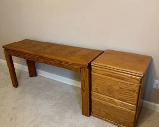 Table and File Cabinet