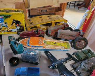Antique tin toys.